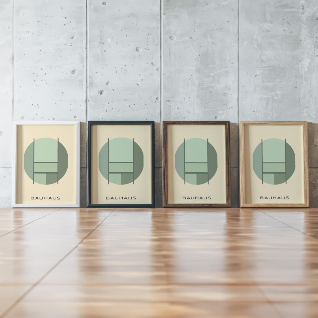 0172 bauhaus26 green 3x4 framed posters mockup