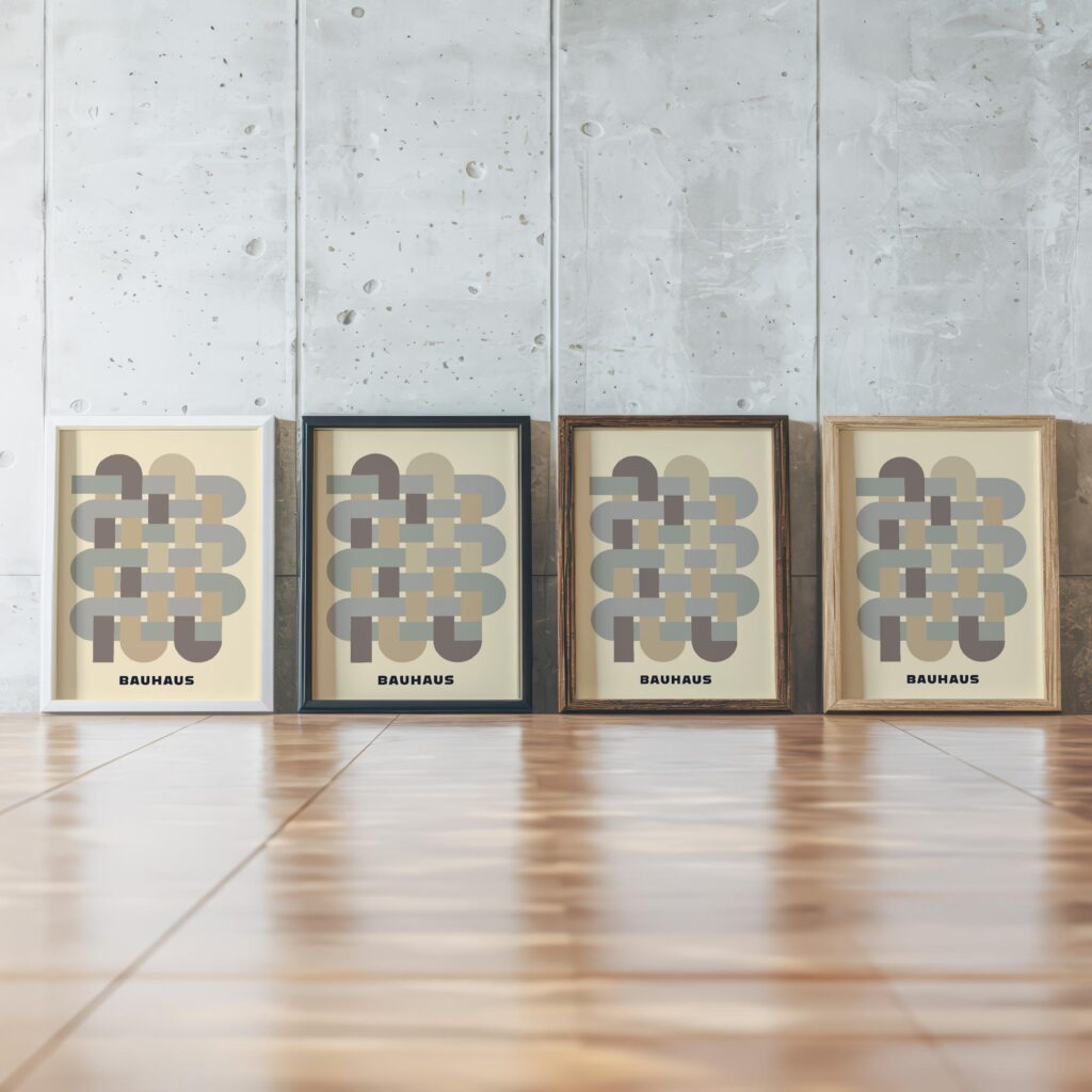 0177 bauhaus27 beige ISO framed posters mockup