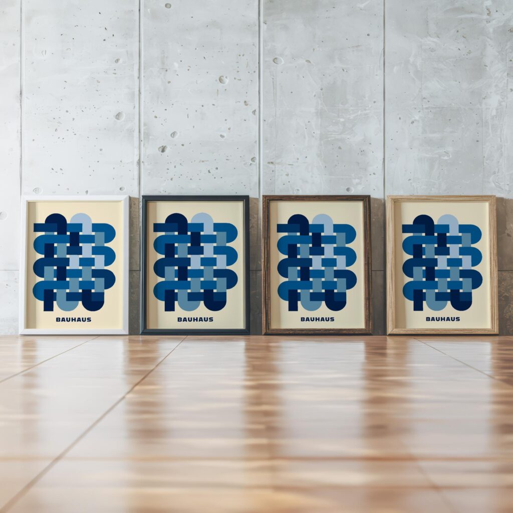 0179 bauhaus27 blue ISO framed posters mockup