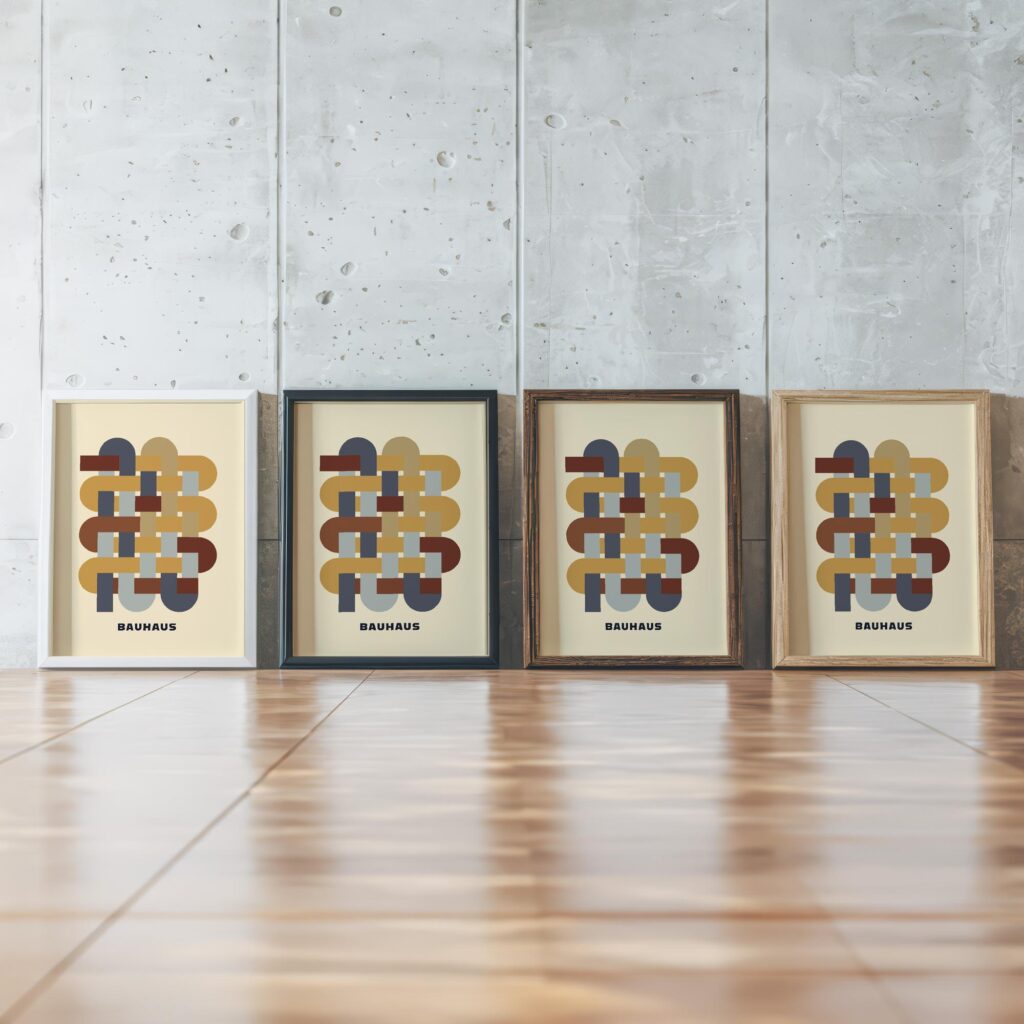 0180 bauhaus27 earth tones 3x4 framed posters mockup