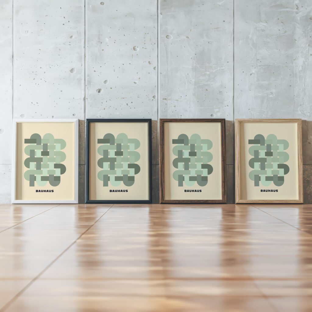 0181 bauhaus27 green 3x4 framed posters mockup