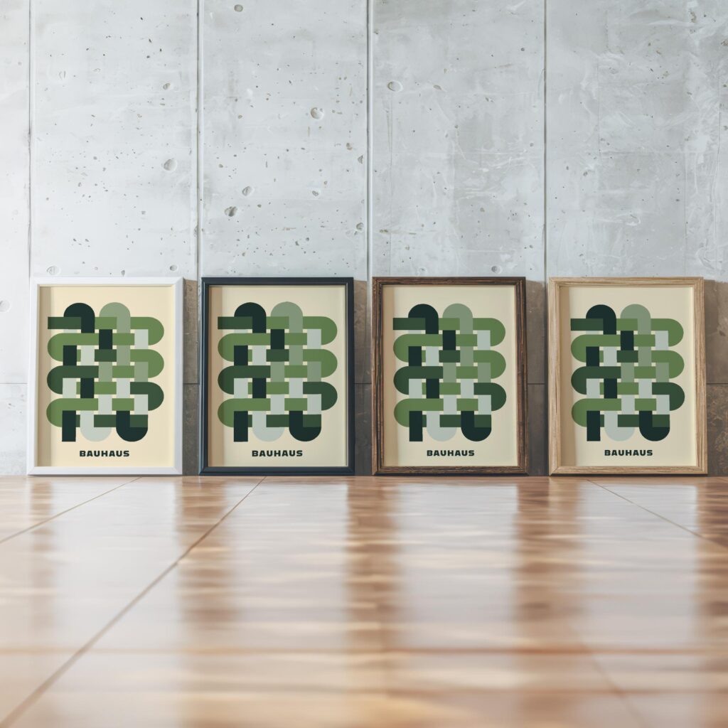 0182 bauhaus27 green ISO framed posters mockup