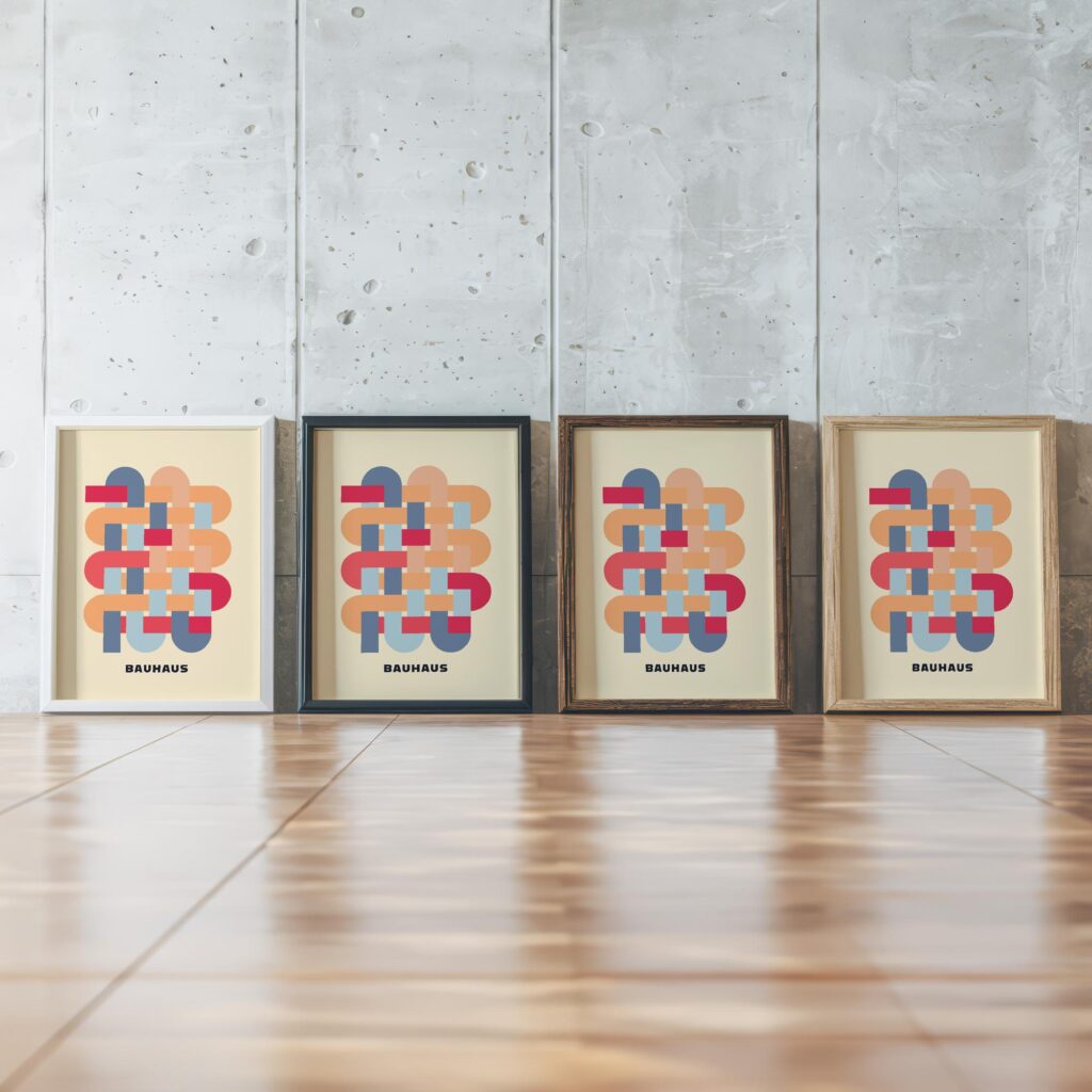 0183 bauhaus27 muted 3x4 framed posters mockup