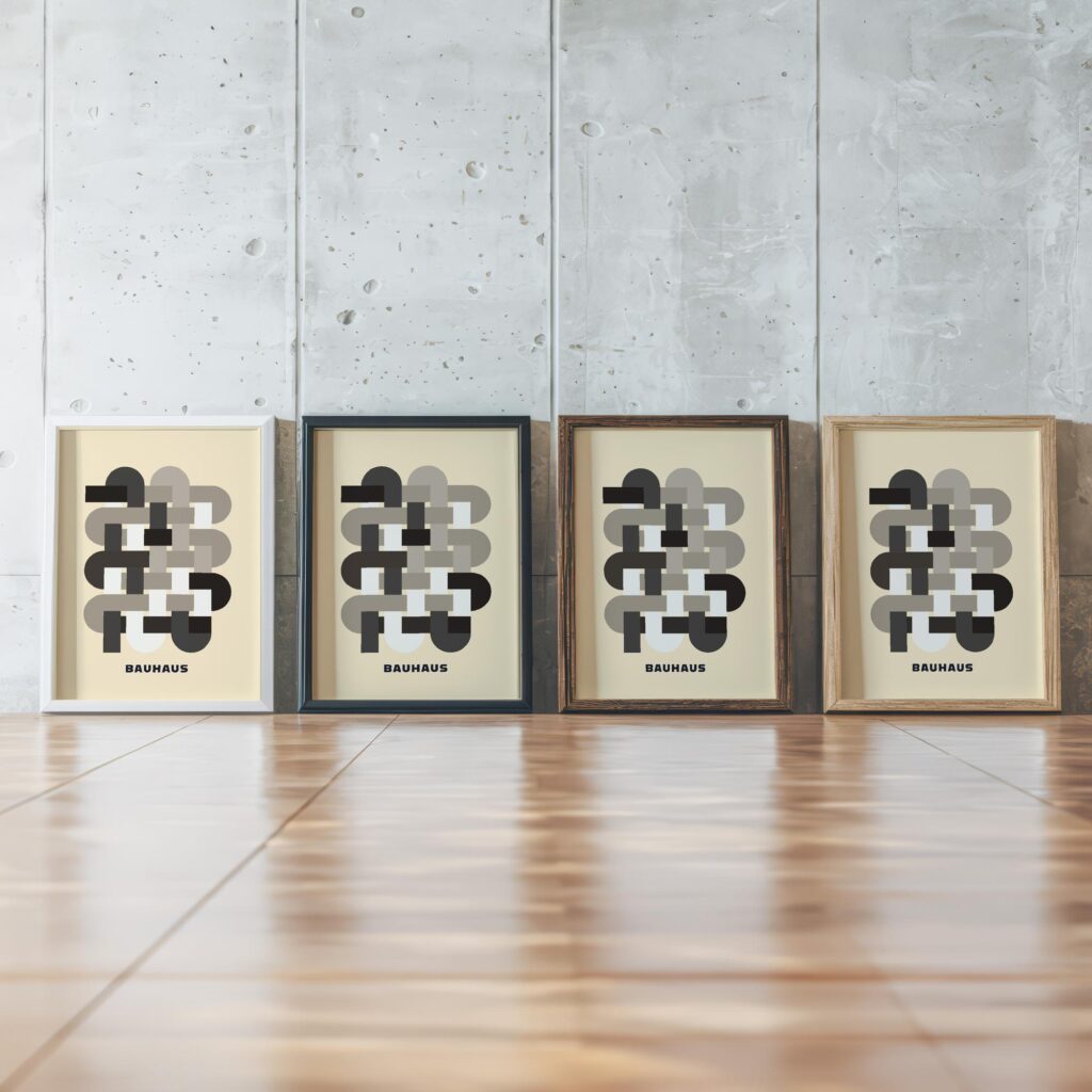 0184 bauhaus27 neutral 3x4 framed posters mockup