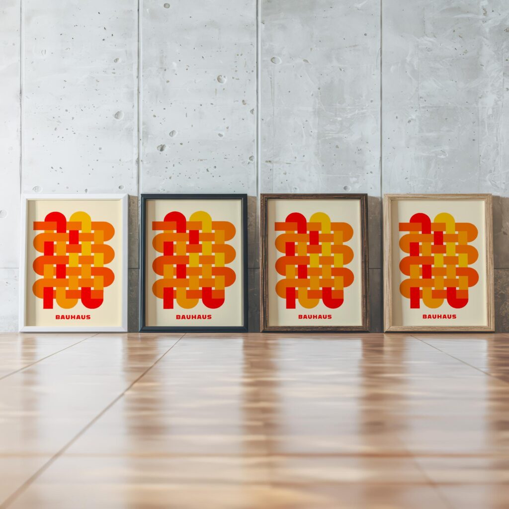 0185 bauhaus27 orange ISO framed posters mockup