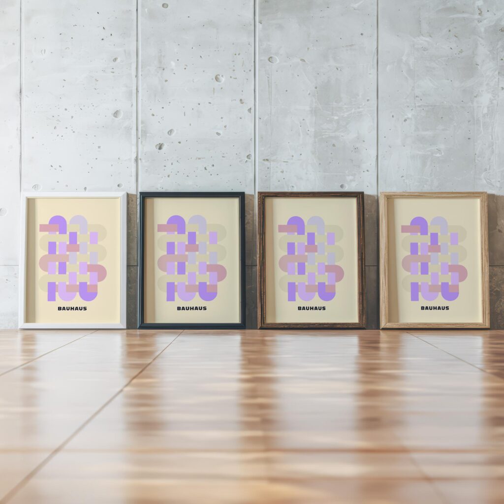 0186 bauhaus27 pink 3x4 framed posters mockup