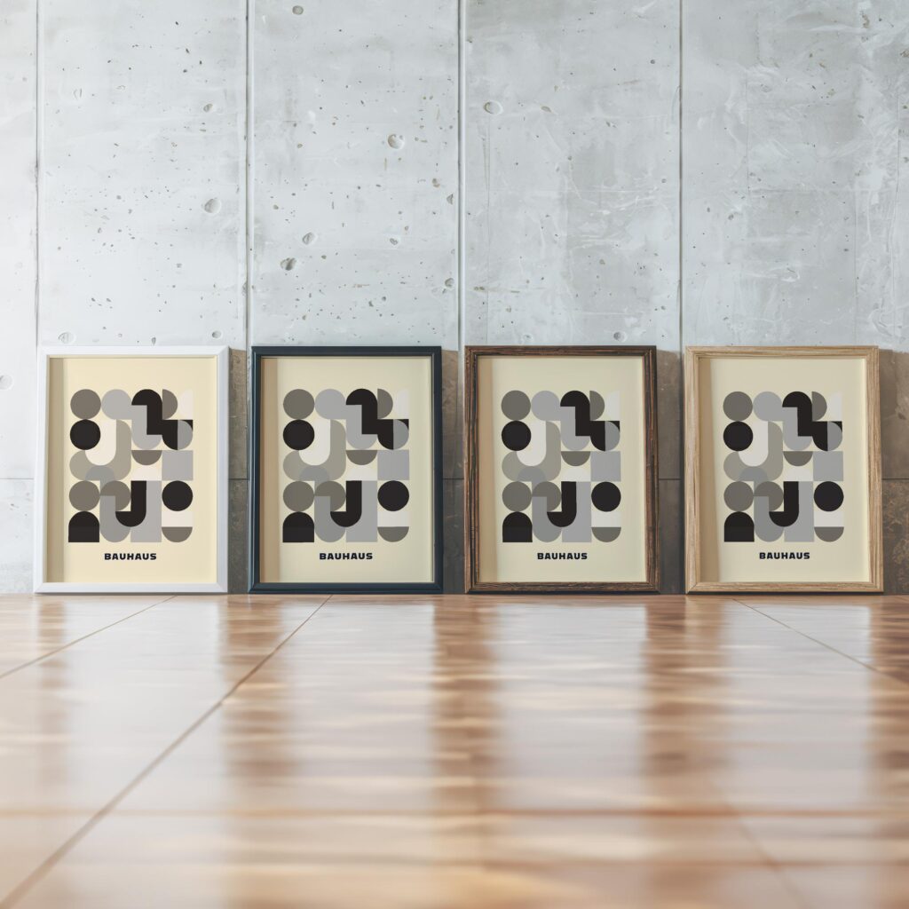 0196 bauhaus28 neutral 3x4 framed posters mockup