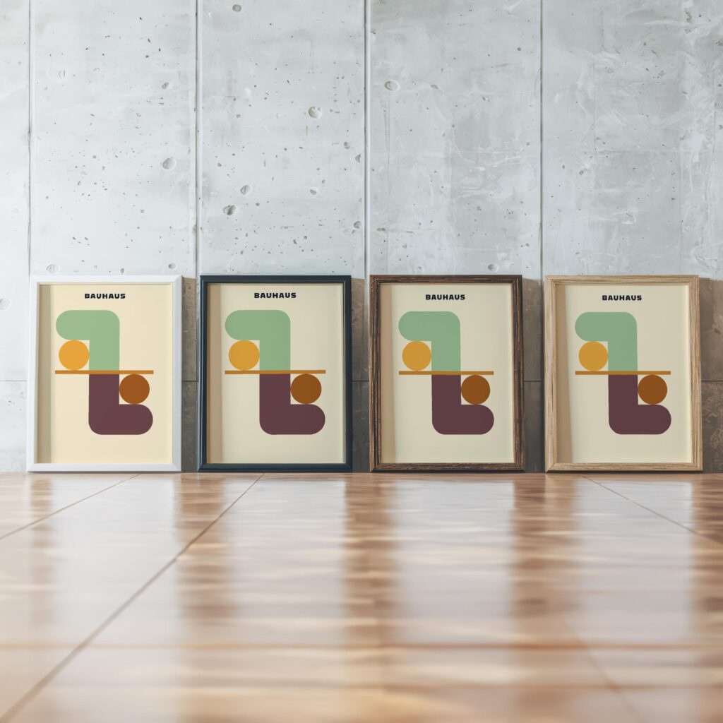 0204 bauhaus29 earth tones 3x4 framed posters mockup