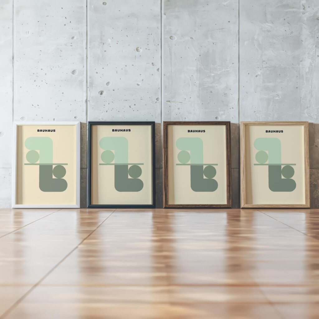 0205 bauhaus29 green 3x4 framed posters mockup