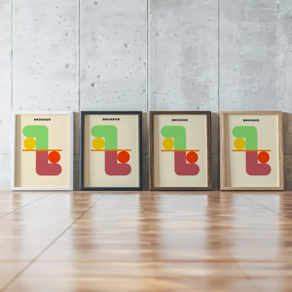 0209 bauhaus29 summer 3x4 framed posters mockup