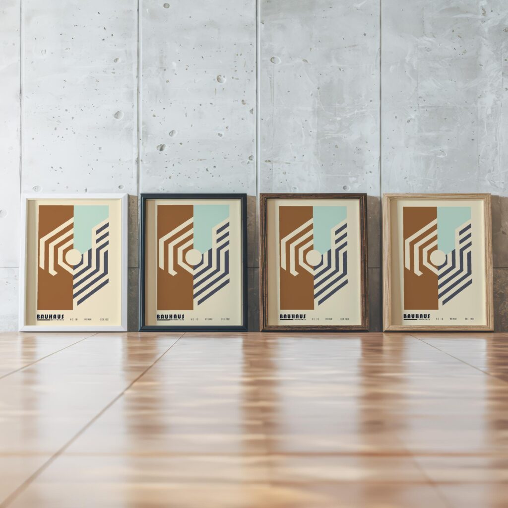 0211 bauhaus30 earth tones 3x4 framed posters mockup
