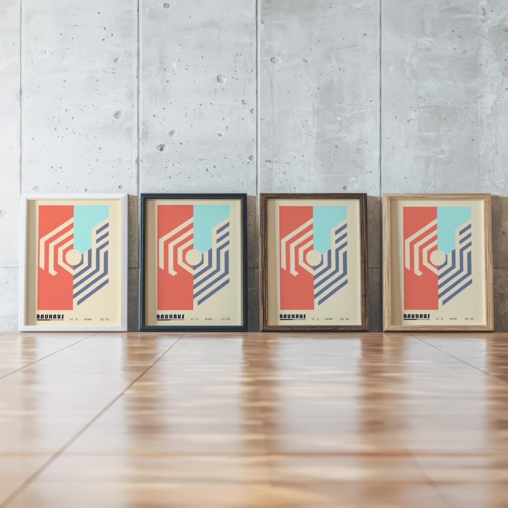 0213 bauhaus30 muted 3x4 framed posters mockup