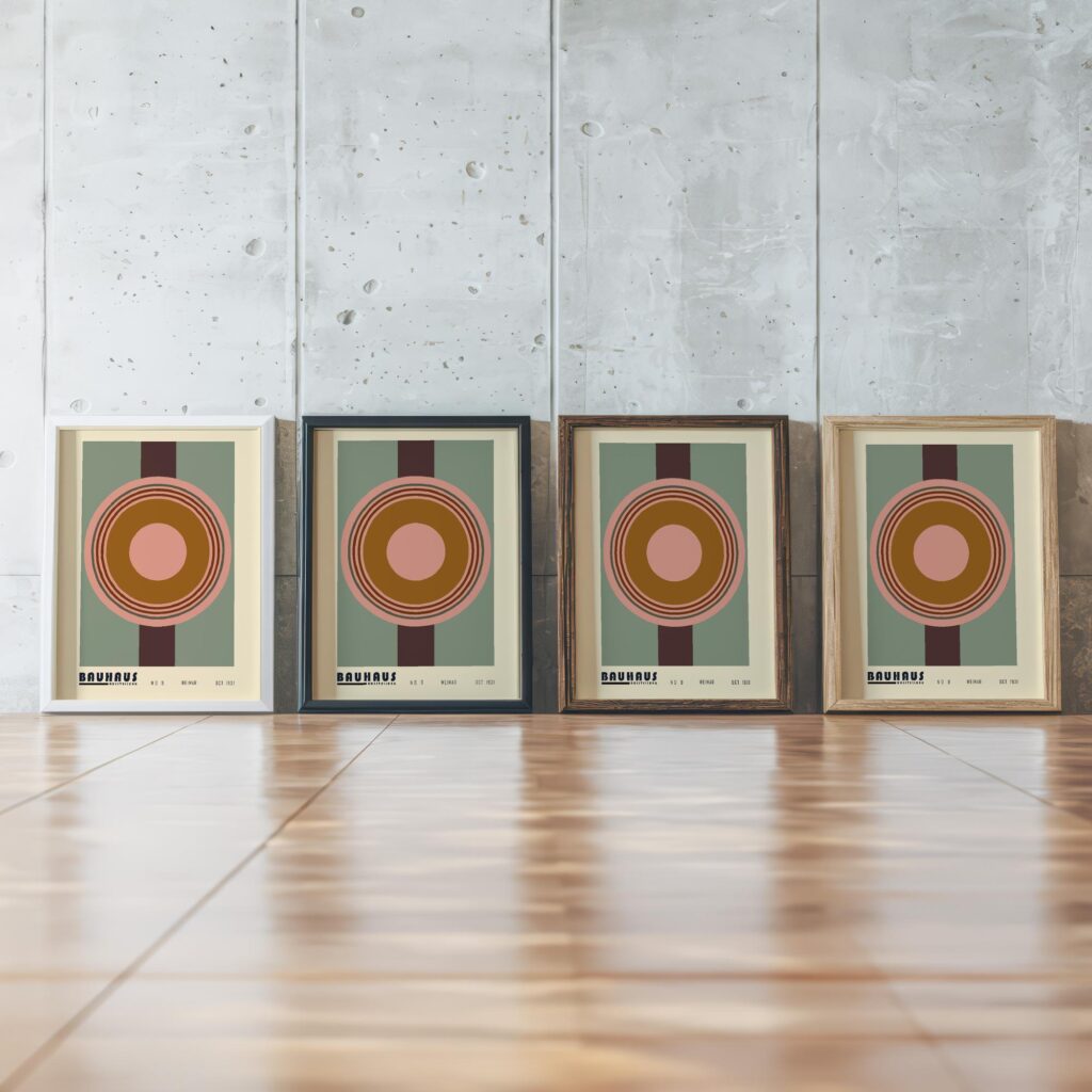 0218 bauhaus31 earth tones 3x4 framed posters mockup