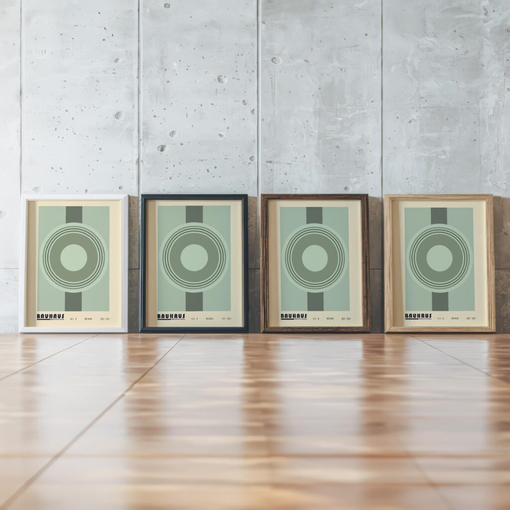 0219 bauhaus31 green 3x4 framed posters mockup