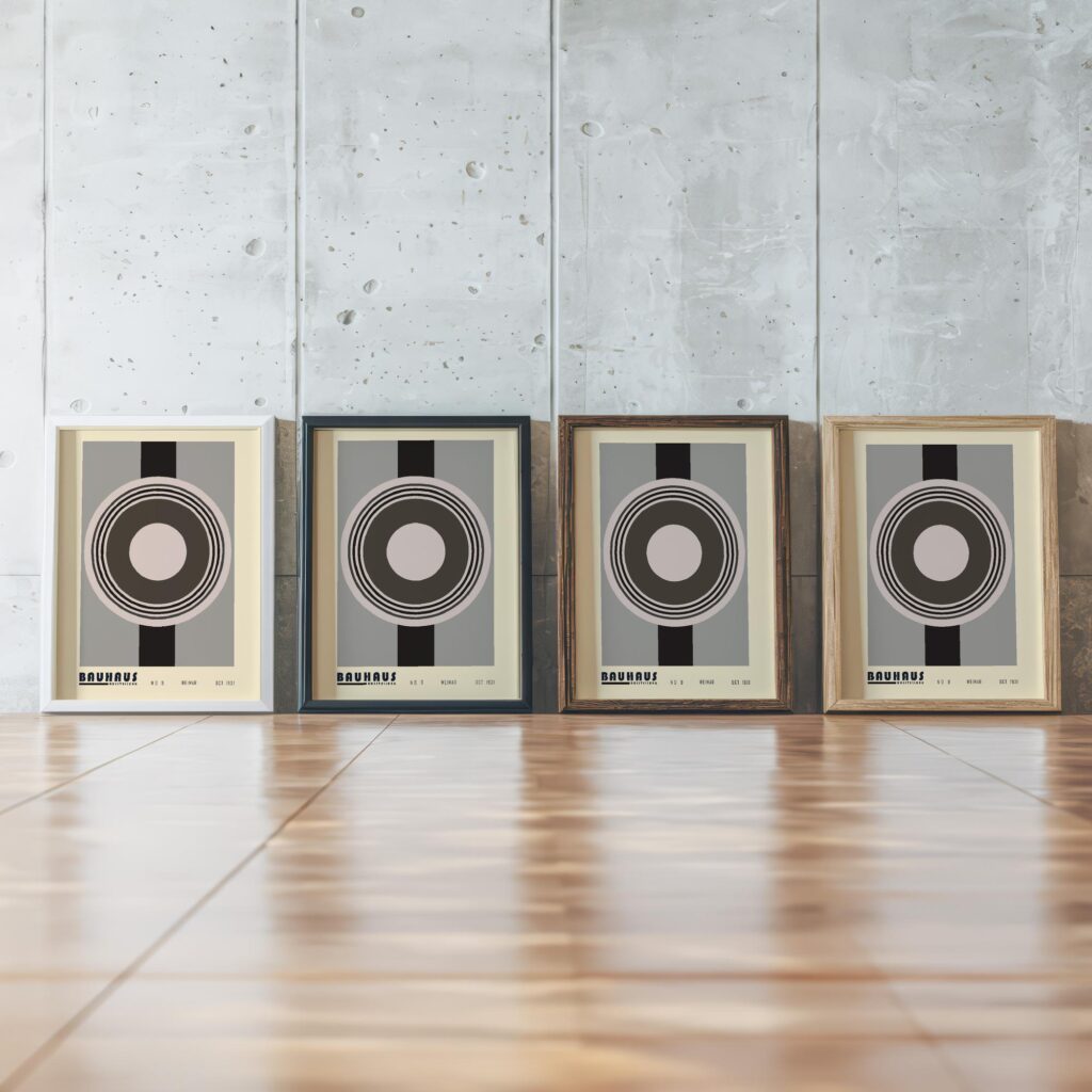 0221 bauhaus31 neutral 3x4 framed posters mockup