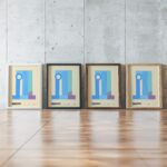 0224 bauhaus32 blue 3x4 framed posters mockup
