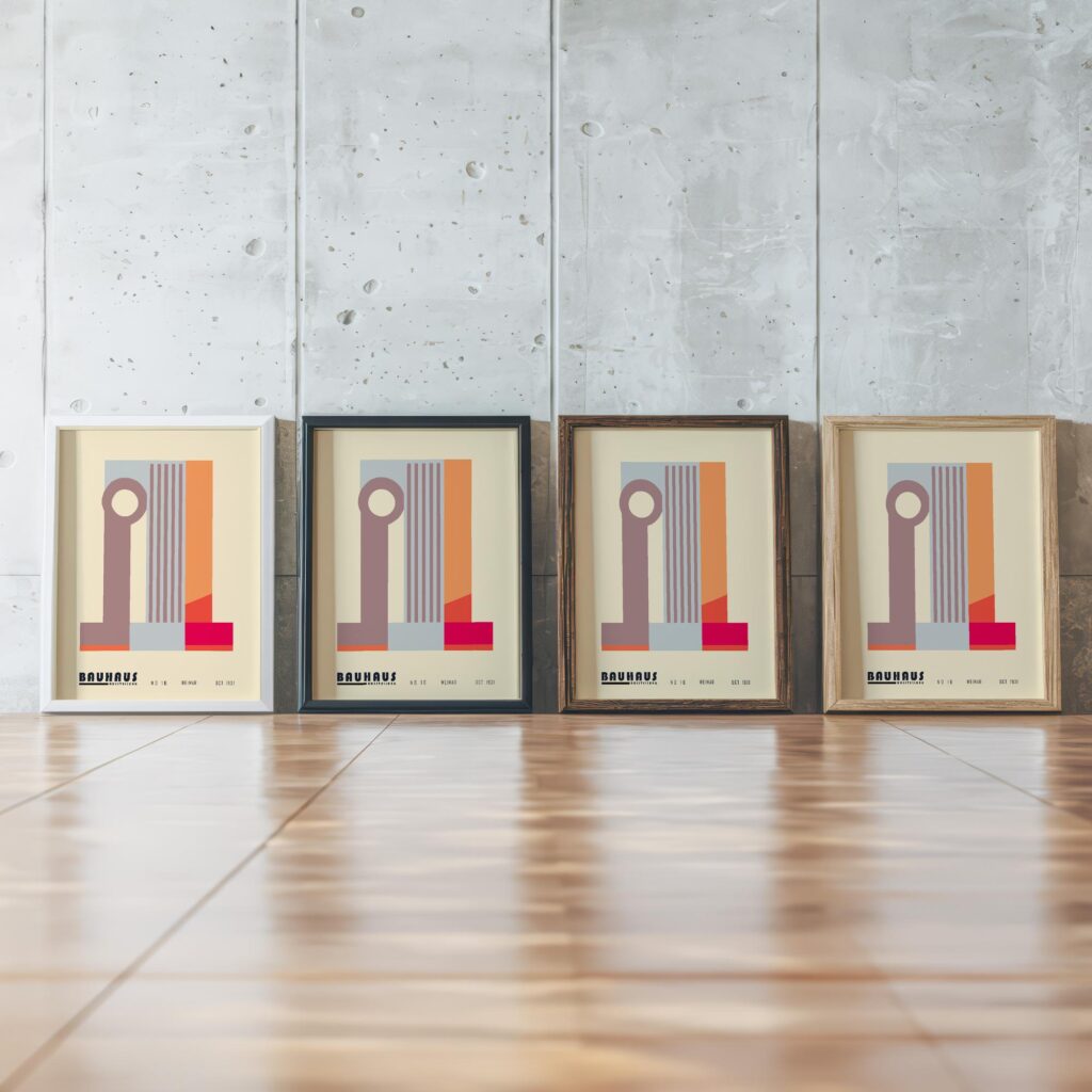 0227 bauhaus32 muted 3x4 framed posters mockup