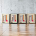 0227 bauhaus32 muted 3x4 framed posters mockup