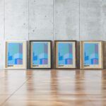 0231 bauhaus33 blue 3x4 framed posters mockup