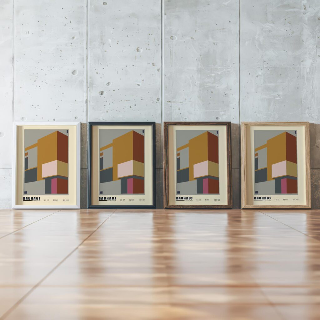 0232 bauhaus33 earth tones 3x4 framed posters mockup