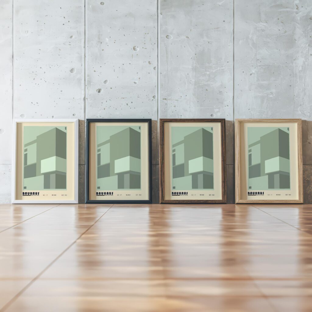 0233 bauhaus33 green 3x4 framed posters mockup