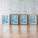 0238 bauhaus34 blue 3x4 framed posters mockup