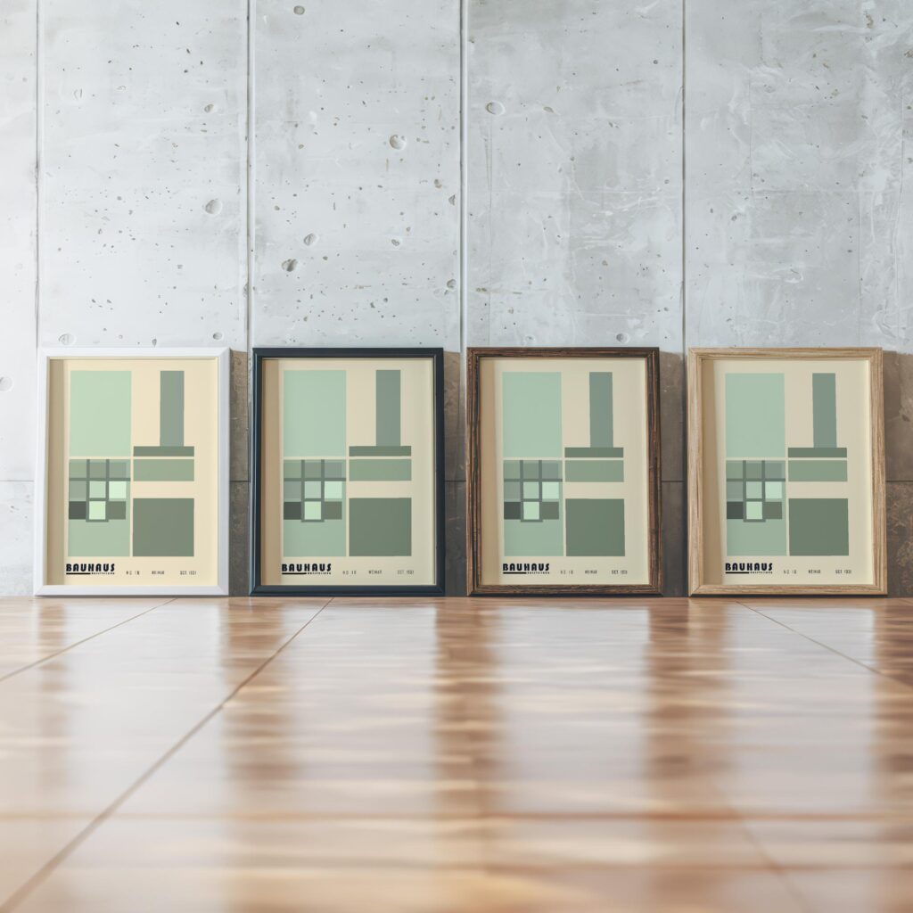 0240 bauhaus34 green 3x4 framed posters mockup