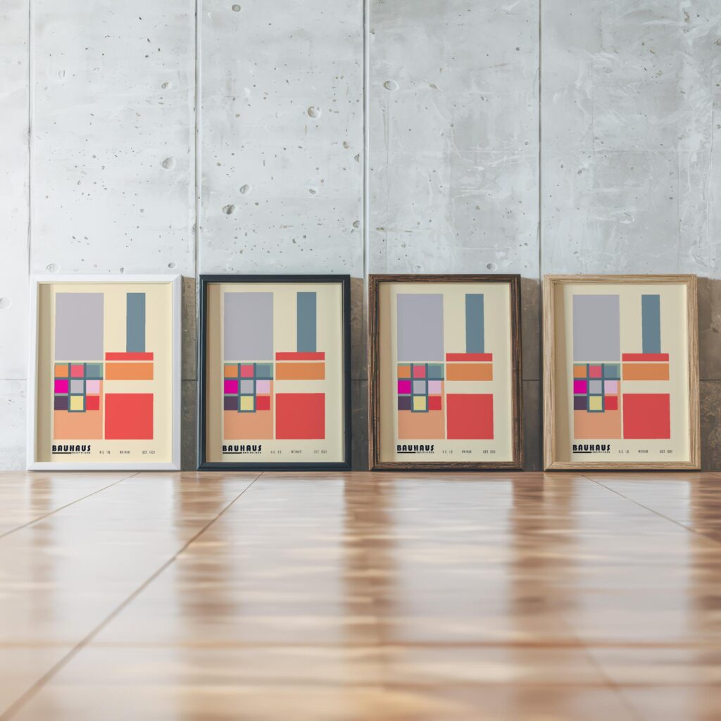 0241 bauhaus34 muted 3x4 framed posters mockup