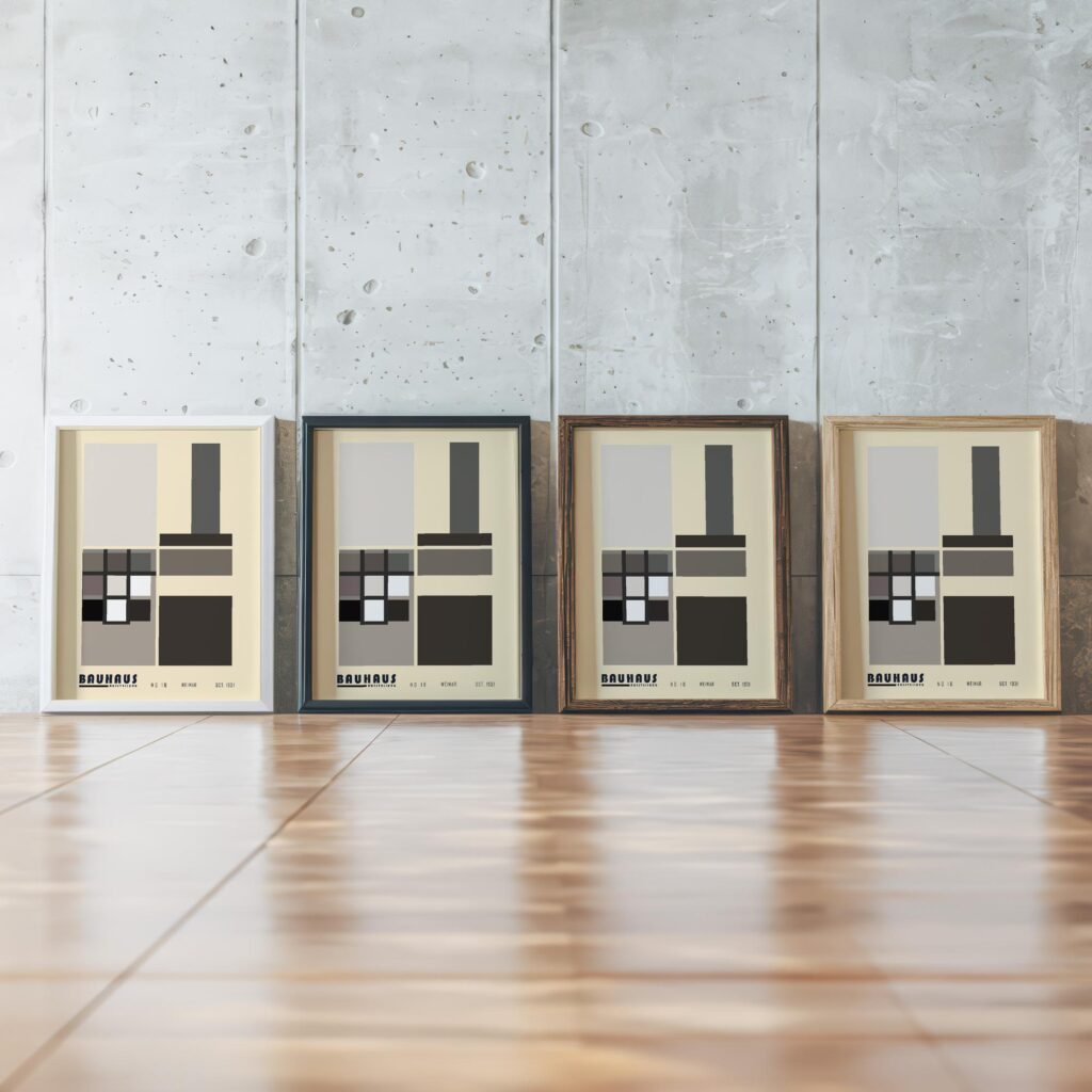 0242 bauhaus34 neutral 3x4 framed posters mockup