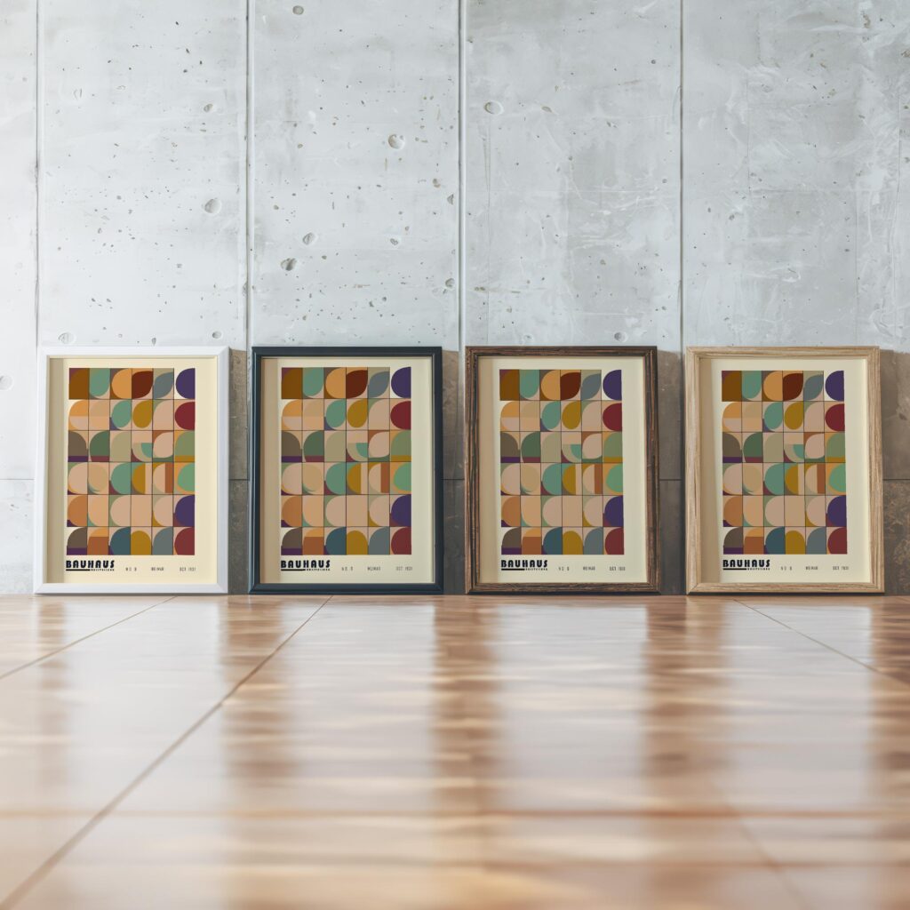 0246 bauhaus35 earth tones 3x4 framed posters mockup