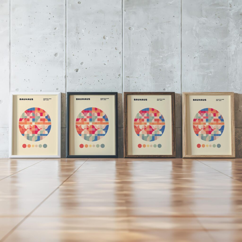 0255 bauhaus36 muted 3x4 framed posters mockup