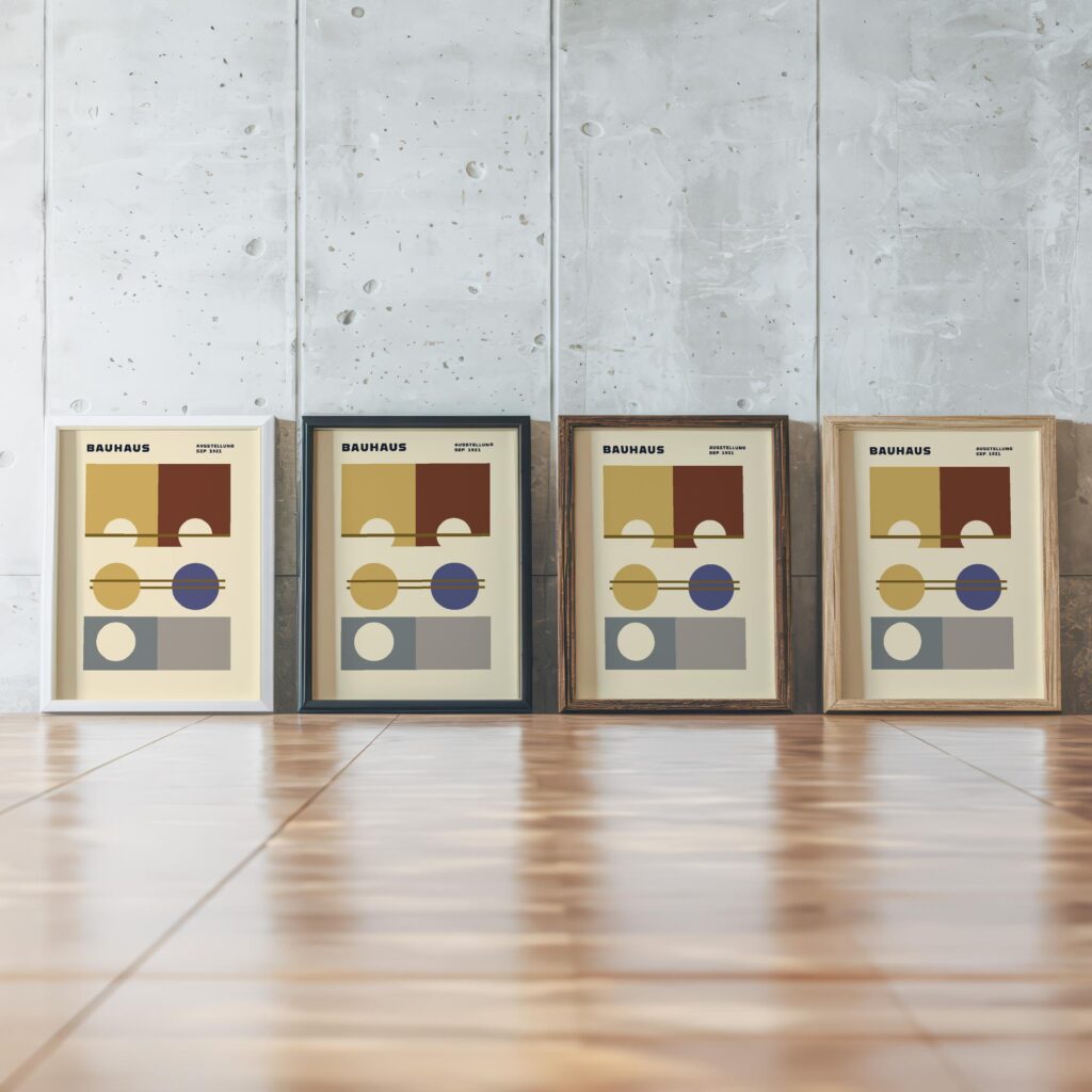 0260 bauhaus37 earth tones 3x4 framed posters mockup