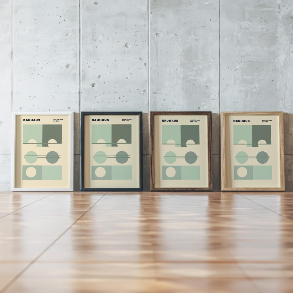 0261 bauhaus37 green 3x4 framed posters mockup