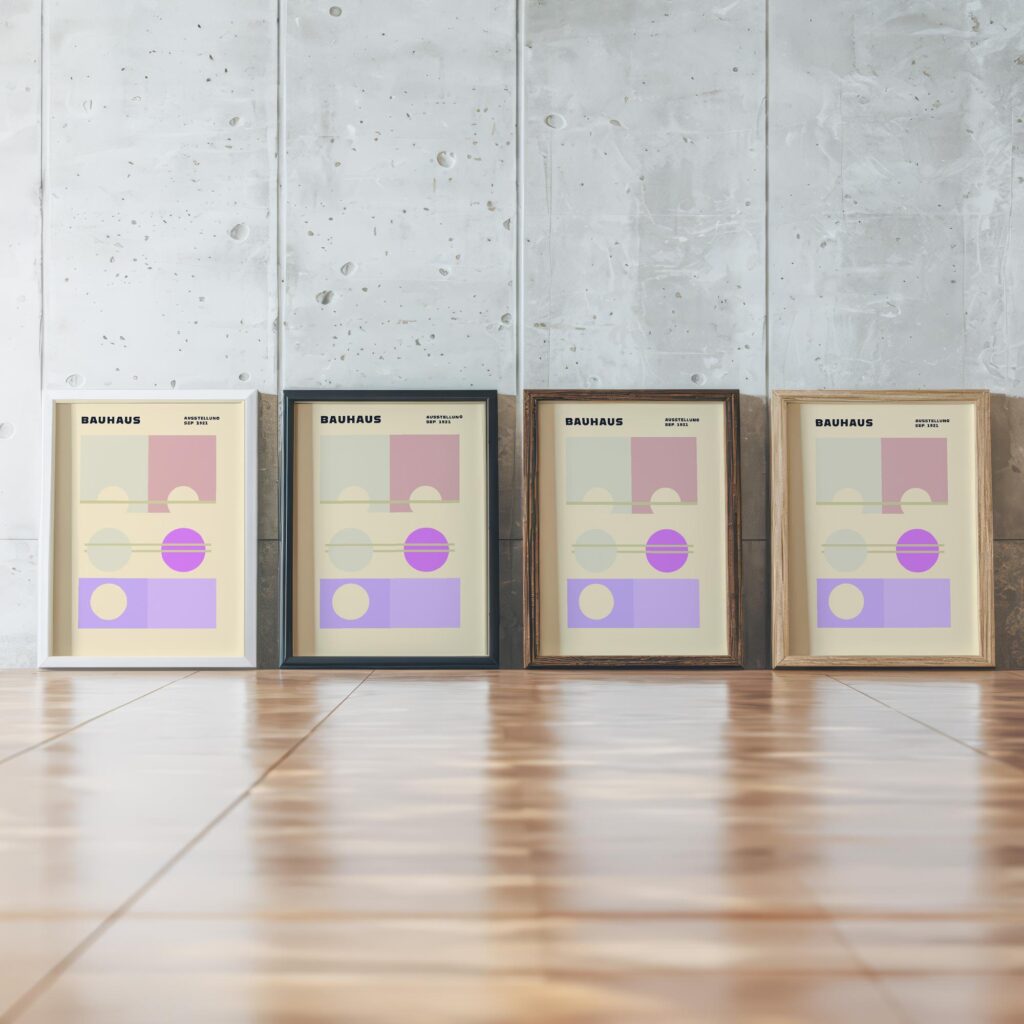 0264 bauhaus37 pink 3x4 framed posters mockup