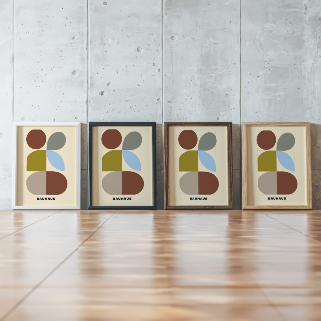 0267 bauhaus38 earth tones 3x4 framed posters mockup
