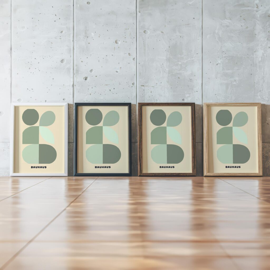 0268 bauhaus38 green 3x4 framed posters mockup