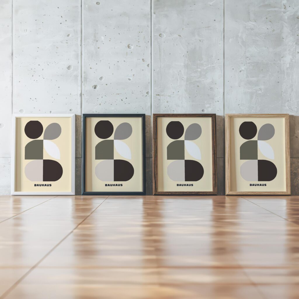 0270 bauhaus38 neutral 3x4 framed posters mockup