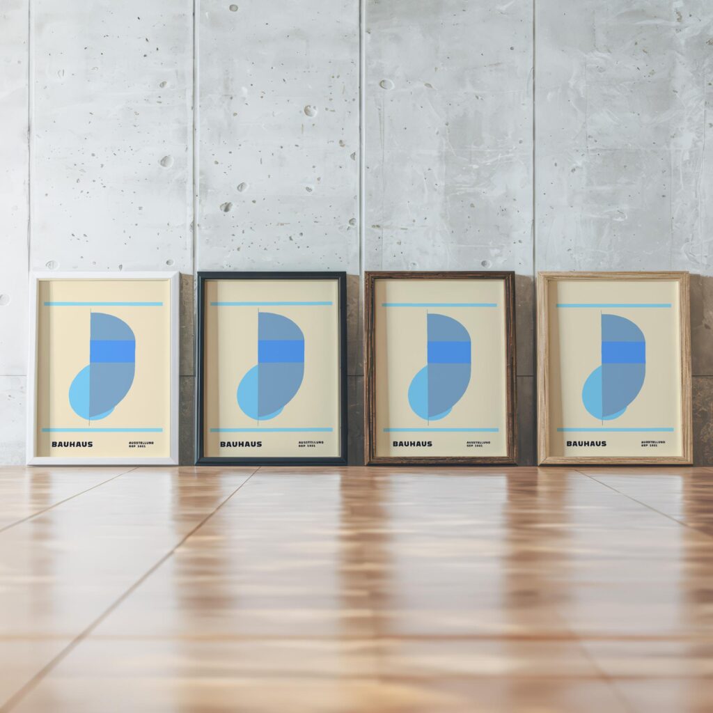 0273 bauhaus39 blue 3x4 framed posters mockup