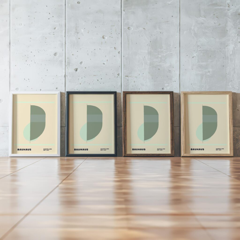 0275 bauhaus39 green 3x4 framed posters mockup