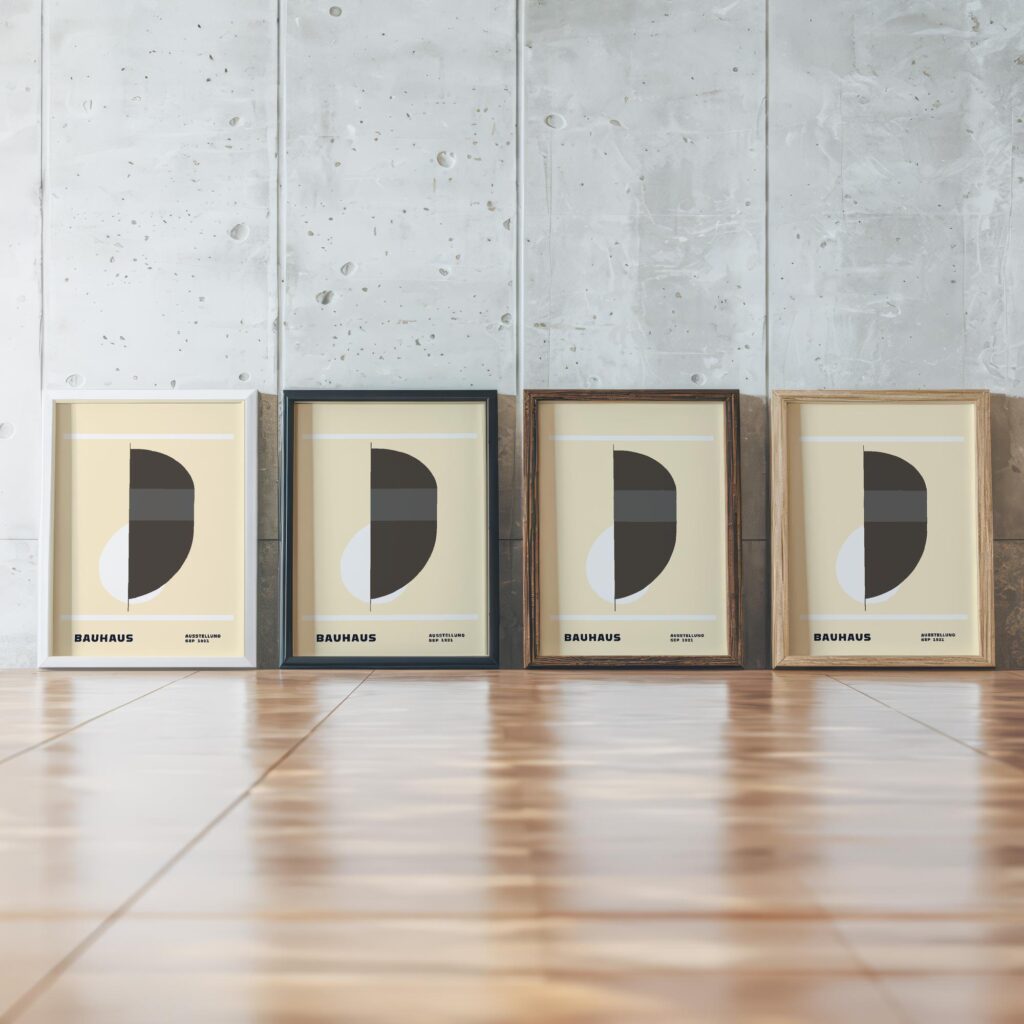 0277 bauhaus39 neutral 3x4 framed posters mockup
