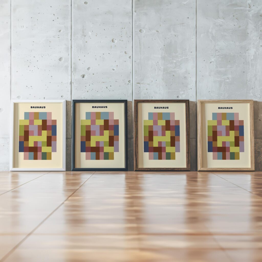 0288 bauhaus41 earth tones 3x4 framed posters mockup