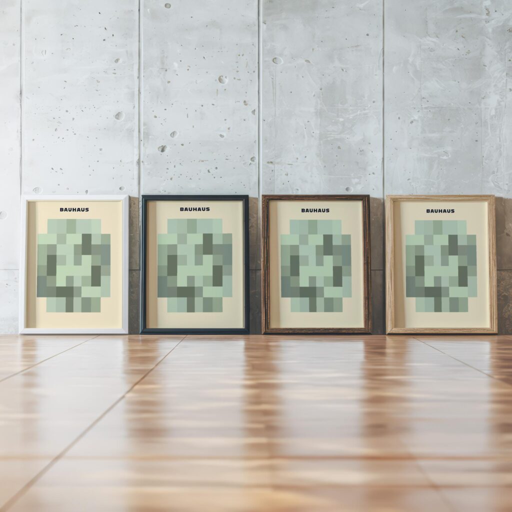 0289 bauhaus41 green 3x4 framed posters mockup