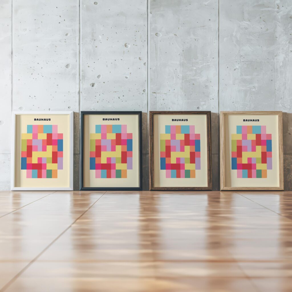 0290 bauhaus41 muted 3x4 framed posters mockup