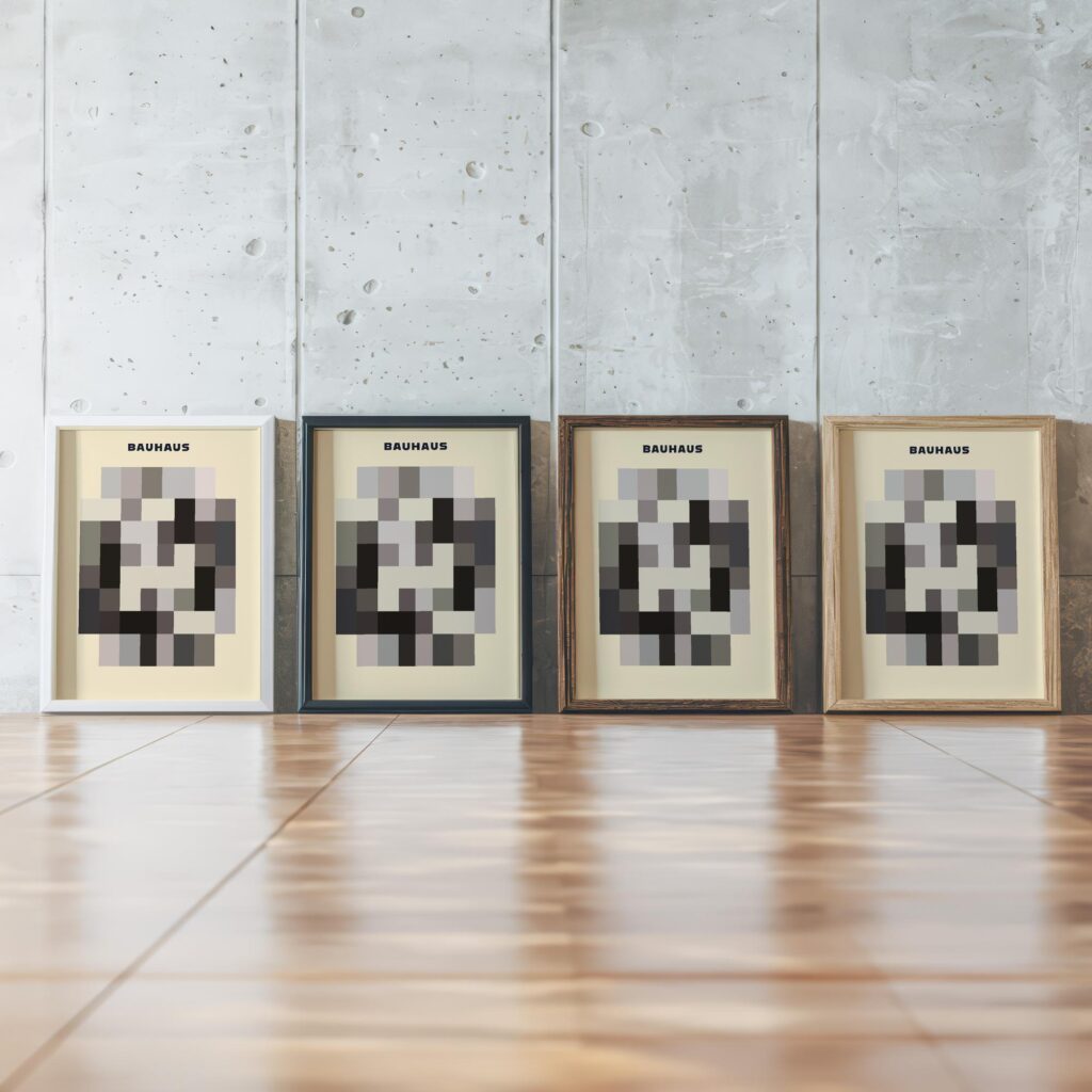0291 bauhaus41 neutral 3x4 framed posters mockup