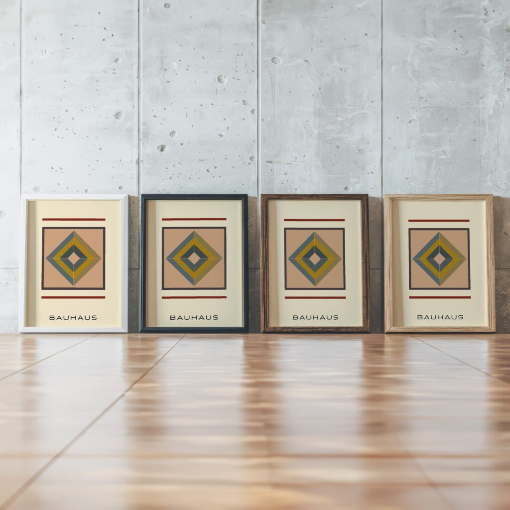 0295 bauhaus42 earth tones 3x4 framed posters mockup