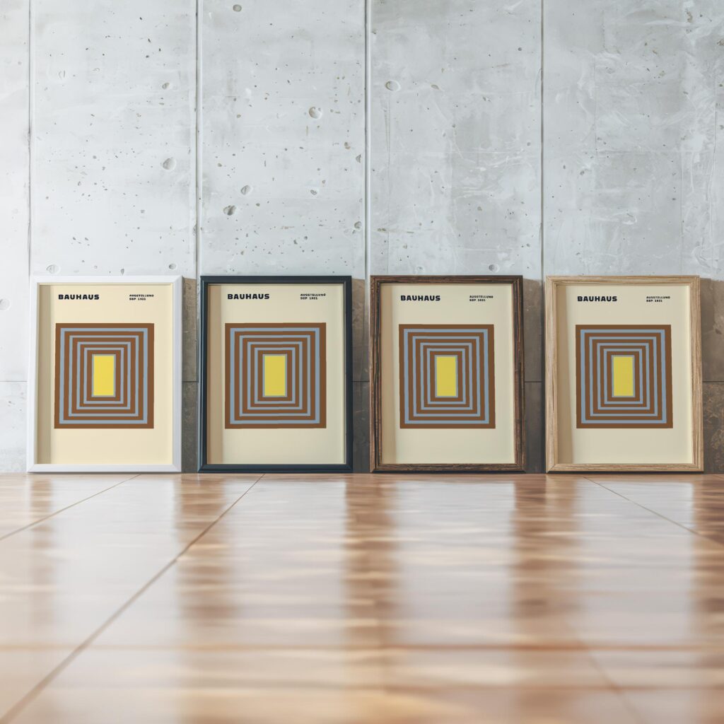 0302 bauhaus43 earth tones 3x4 framed posters mockup