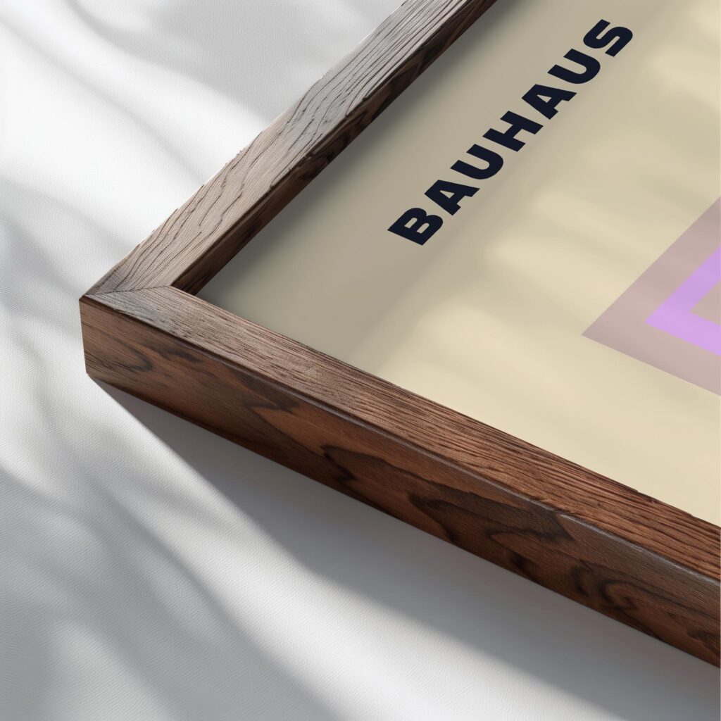 0306 bauhaus43 pink 3x4 close up dark wood mockup