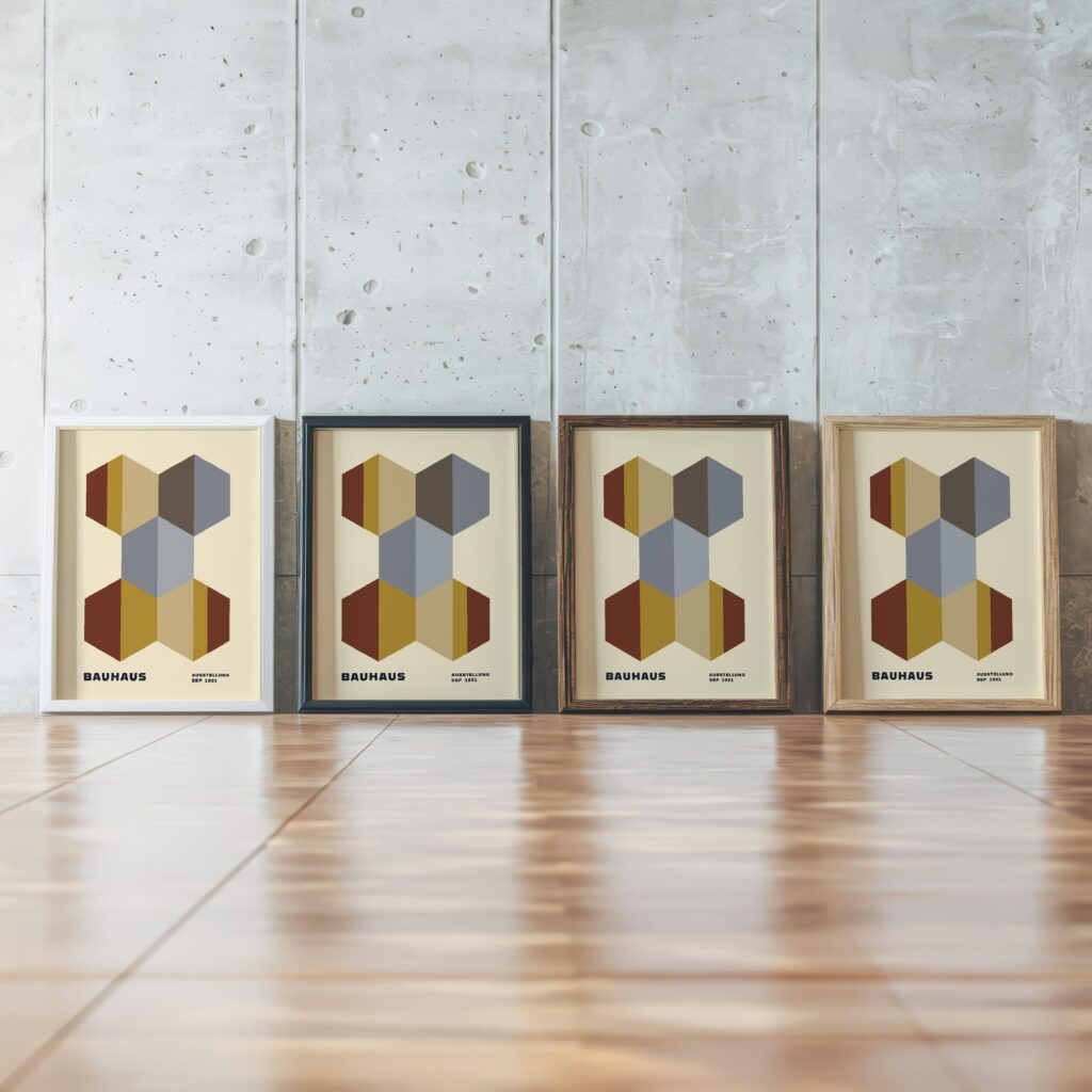 0309 bauhaus44 earth tones 3x4 framed posters mockup