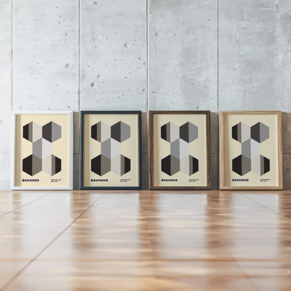 0312 bauhaus44 neutral 3x4 framed posters mockup