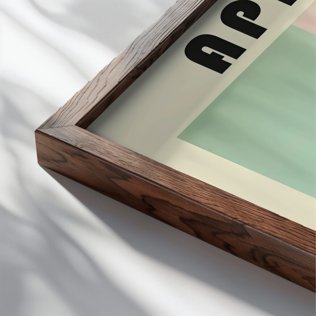 1 apple bauhaus 3x4 close up dark wood mockup